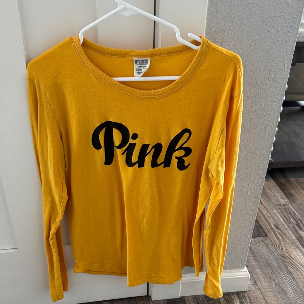 PINK Victoria's Secret Yellow Long Sleeve Tee